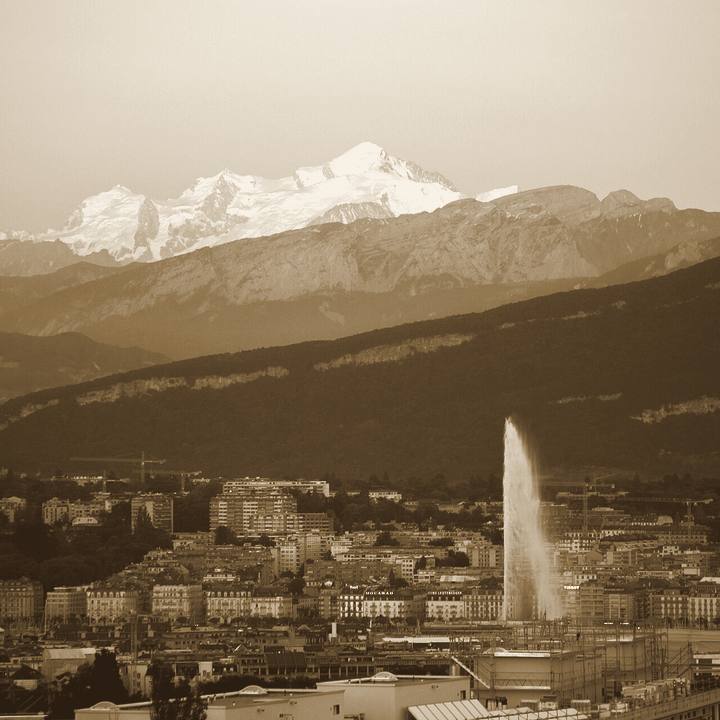 Le Jet d’eau et le Mont-Blanc, Genève