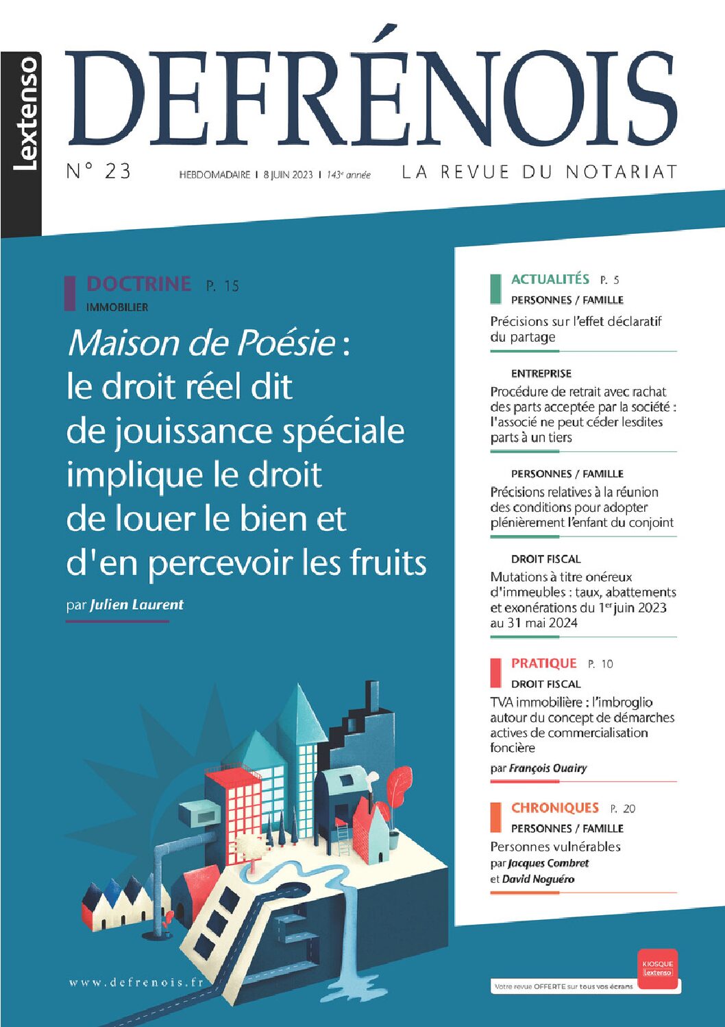Defrénois n°23, François OUAIRY fiscalité immobilière