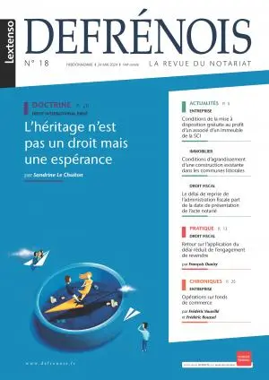 Engagement de revendre - article Defrénois - François OUAIRY